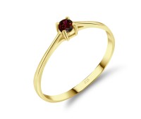 Gold Plate 3mm Garnet CZ Ring CSR-150-3-GP